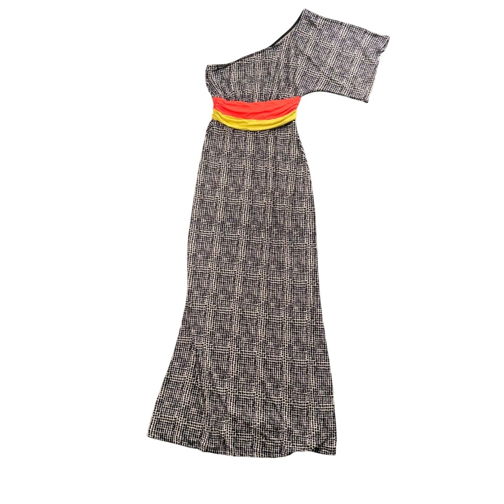 Indie Festival One Shoulder Maxi Dress Asymmetrical Colorblock Boho Y2K‎ Summer